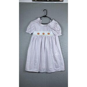 Dash Of Glitter Dress Girls 4XL Pink Pumpkin Smocked Short Sleeve‎ Fall Party